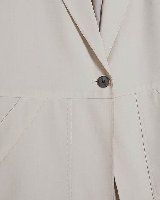 River Island Womens Blazer Beige Short Sleeve Pocket Collared - Image 5
