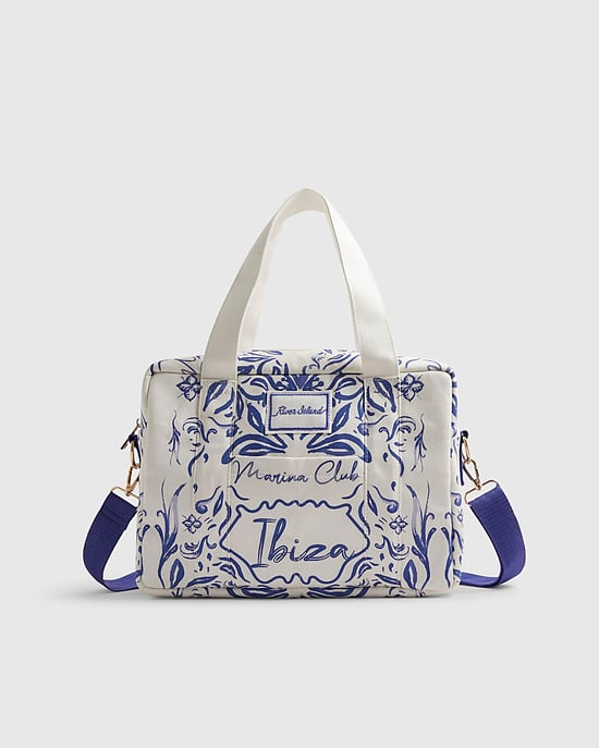 River Island Womens Holdall Bag White Ibiza Print Zip Crossbody Strap - Image 4