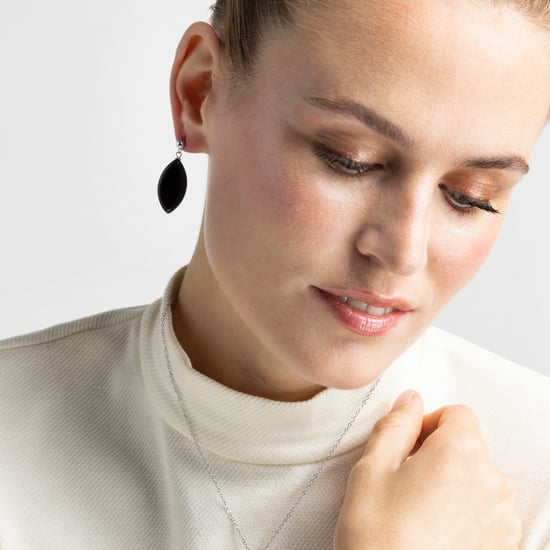 Luxenter ayom earrings of 925 sterling silver and onyx rhodium plated finish - Image 2
