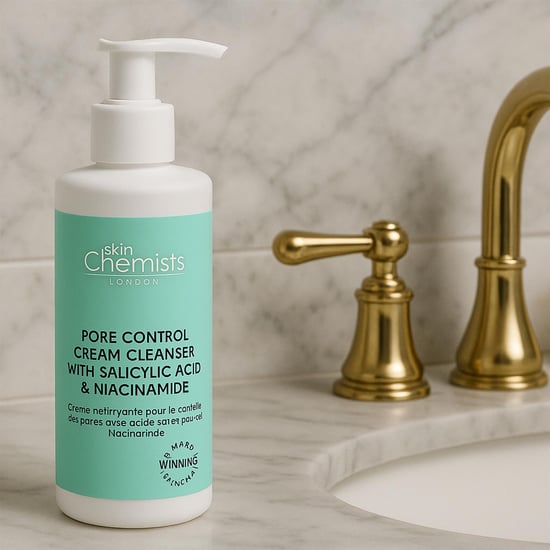 skinChemists Anti-Ageing Pore Control Cream Cleanser with Salicylic Acid & Niacinamide 200ml for Acne, Blemishes, Large Pores, Dullness - Image 3