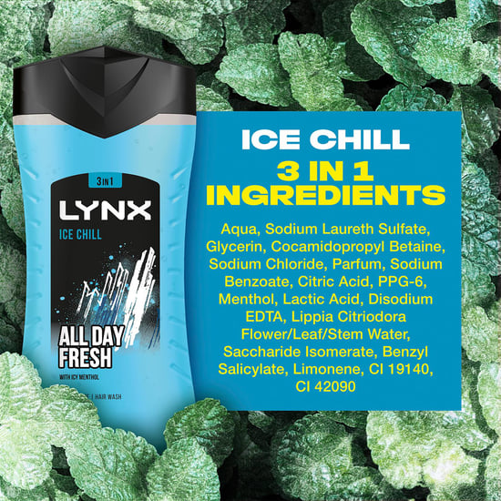 Lynx Ice Chill 12-H Refreshing Fragrance Shower Gel Body Wash for Men, 3x225ml - Image 6