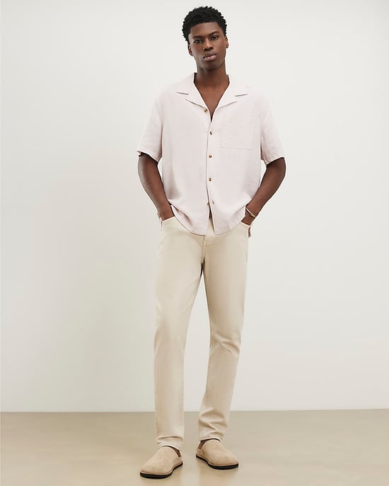 River Island Mens Shirt Pink Regular Fit Linen Blend Short Sleeve - Image 4