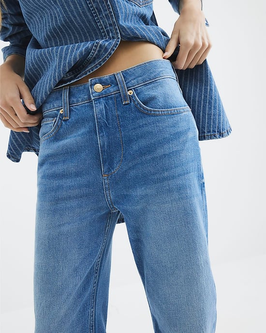 River Island Womens Straight Leg Jeans Blue High Rise Stretch - Image 4