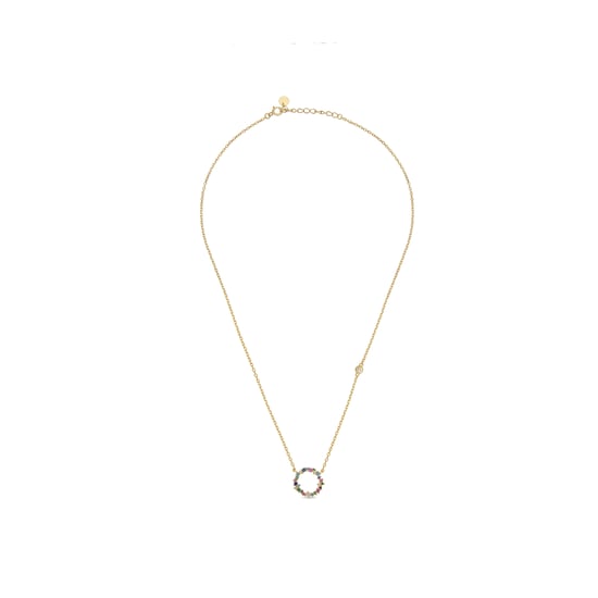 Luxenter Sterling zilveren 925 collier met veelkleurige zirkonia afgewerkt in 18K geelgoud - Thilak - Image 3