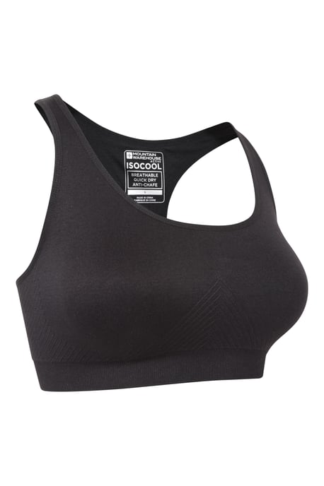 Women's Antibacterial Seamless Bra Stretchy Racerback Sports Bralette Black - Image 6
