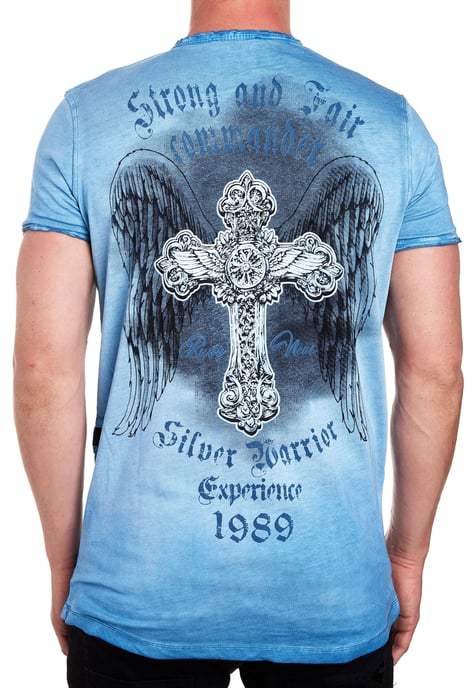 V-Neck T-Shirt Wash with Side Print - Image 4