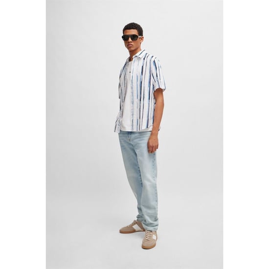 Men's Boss Five Pocket Design Regular Fit Jeans in Light/Pstl Blue - Image 3