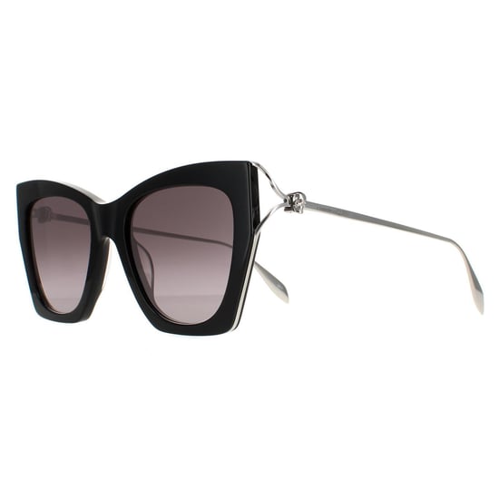 Alexander McQueen Cat Eye Womens Black Silver Grey Gradient AM0375S - Image 2