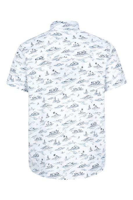 'Preston Illustration' Men's Shirt Breathable Summer Holiday Top White - Image 3