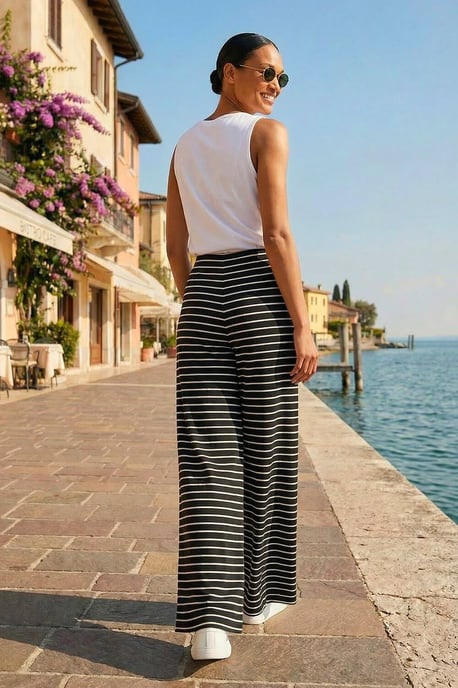 Stripe Wide Leg Trousers - Image 3