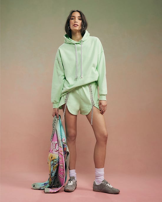 River Island Womens Shorts Green Year Zero Embellished Elasticated - Image 1