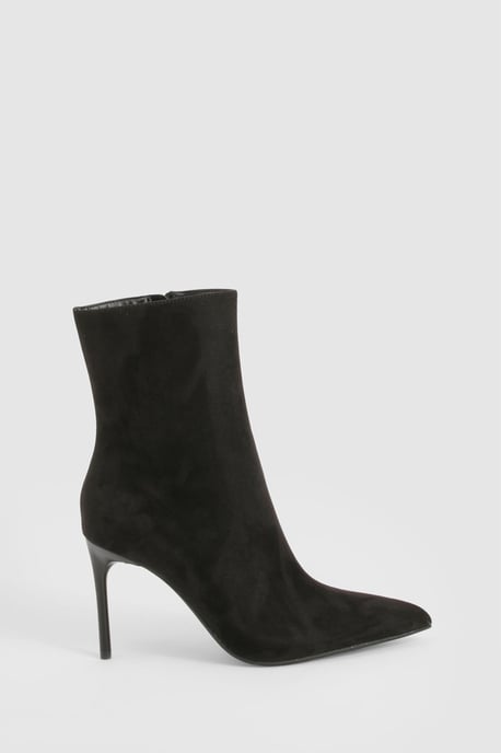 Faux Suede High Stiletto Pointed Toe Ankle Boots - Image 3