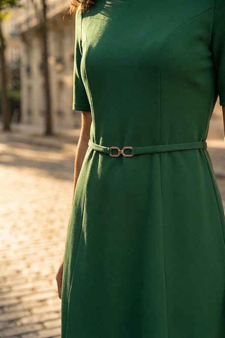 Belted Fit & Flare Dress - Image 4