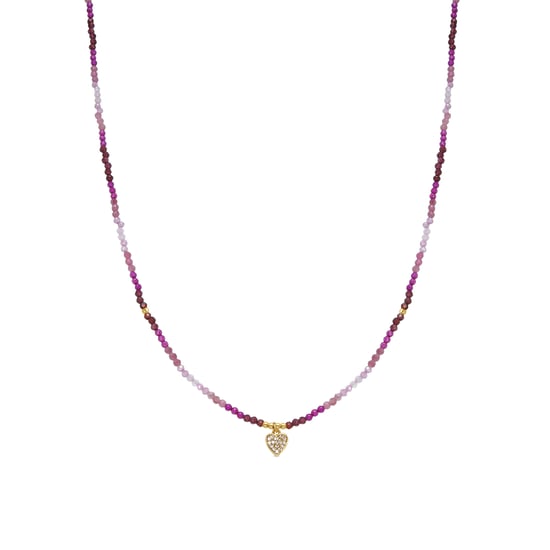 Luxenter Sterling Silver 925 and Rose Crystal necklace finished in 18k yellow gold - Heart - Image 1