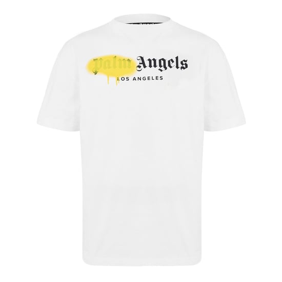 Men's Palm Angels Palm London Tee in White Yellow - Image 1