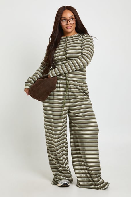 Plus Stripe Wide Leg Trousers - Image 1