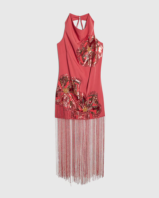 River Island Womens Mini Dress Pink Sequin Tassel Terry De Havilland - Image 6