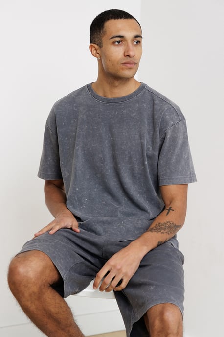 Grey Oversized T-Shirt & Shorts Set - Image 1