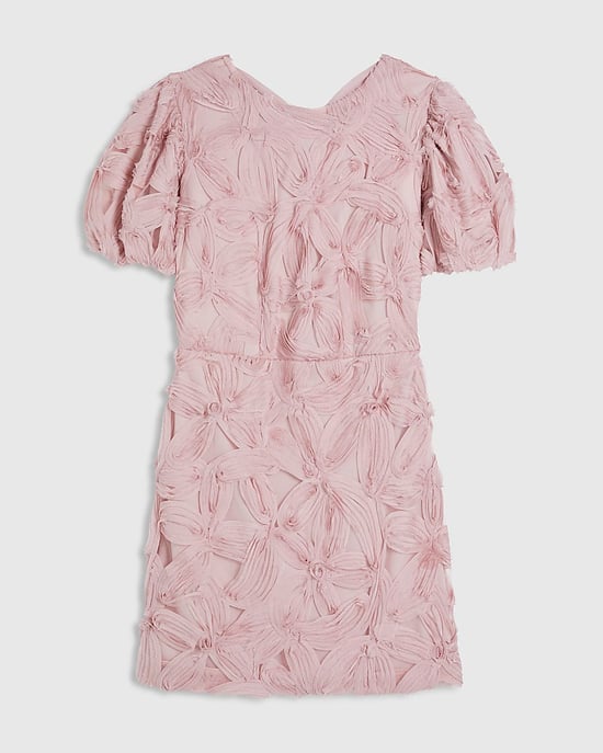 River Island Womens Mini Dress Pink Short Puff Sleeve 3D Floral - Image 6