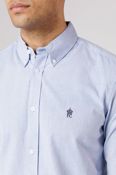 Blue Cotton Long Sleeve Oxford Shirt - Image 3