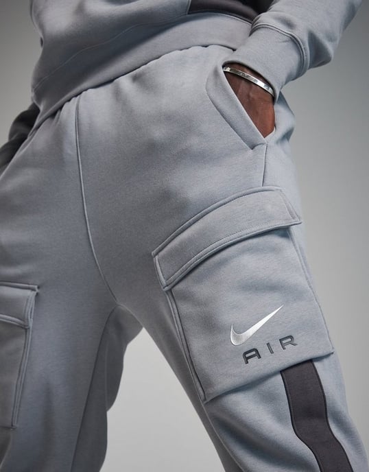 Nike Air Grey Neon Fleece Hooded Tracksuit - Image 2