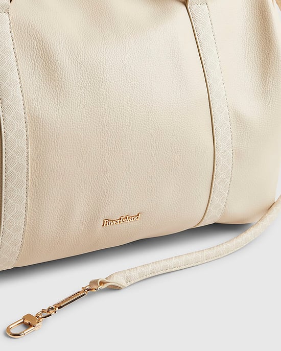 River Island Womens Holdall Cream Monogram Trim Soft Zip - Image 3