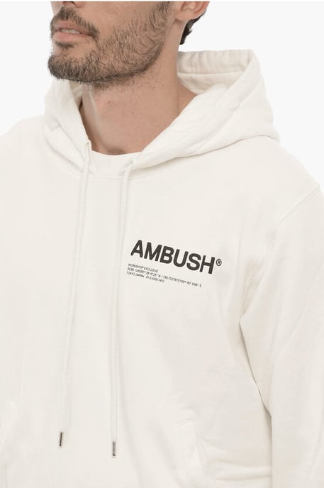 Effen hoodie met contrasterend logo in wit - Image 3