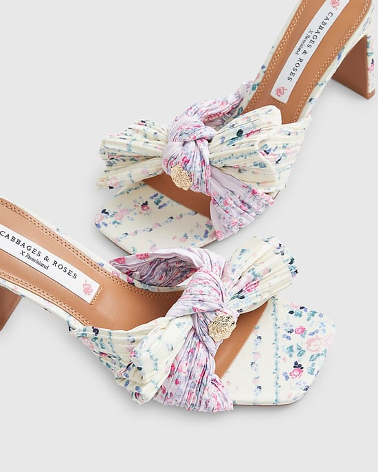 River Island Womens Heeled Mules Yellow Twist Plisse Floral - Image 4