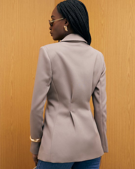River Island Womens Blazer Beige Long Sleeve Cinched Waist Button - Image 3