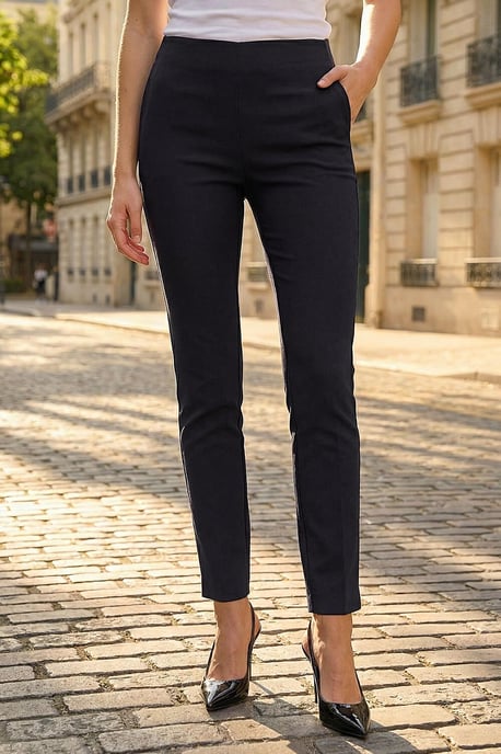 Full Length Elastic Waist Stretch Trousers - Image 2