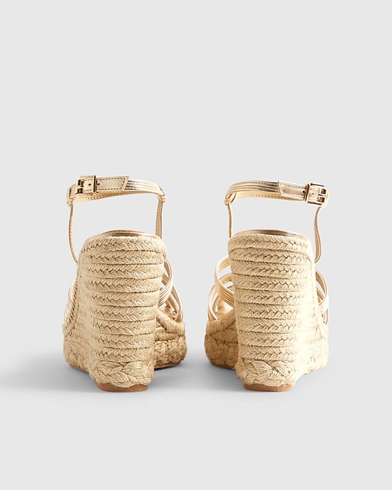 River Island Womens Wedge Sandals Gold Caged Design Heel Buckle - Image 2