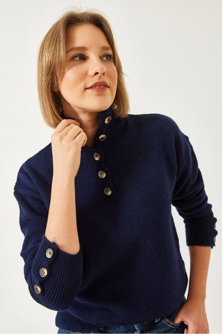 Ontspannen Pas Cropped Trui met Knopkraag - Image 4