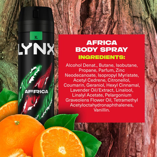 Lynx XL Africa Body Spray 48H Fresh Mandarin & Sandalwood Scent Deo, 3x200ml - Image 4