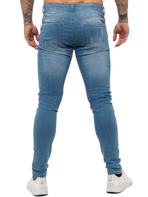 Enzo Mens Skinny Ripped Jeans - Image 4