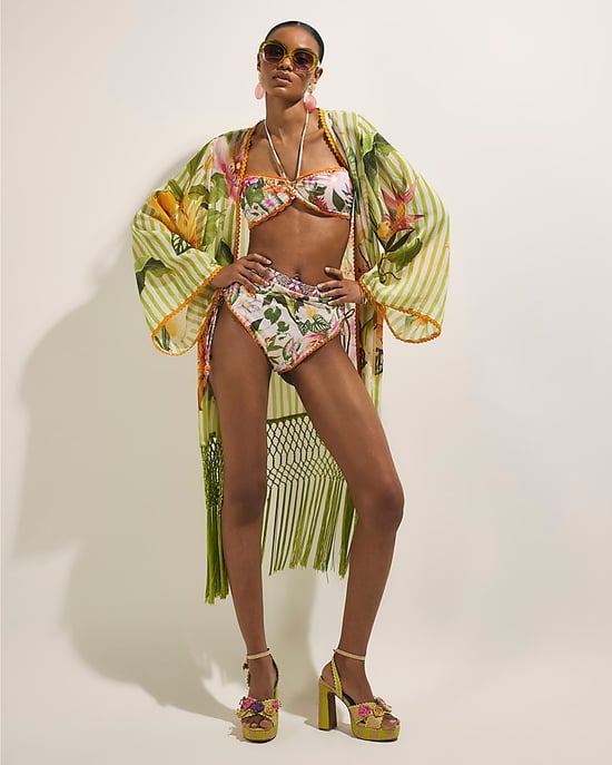 River Island Womens Kimono Green Floral Stripe Long Sleeve Del Maar - Image 2