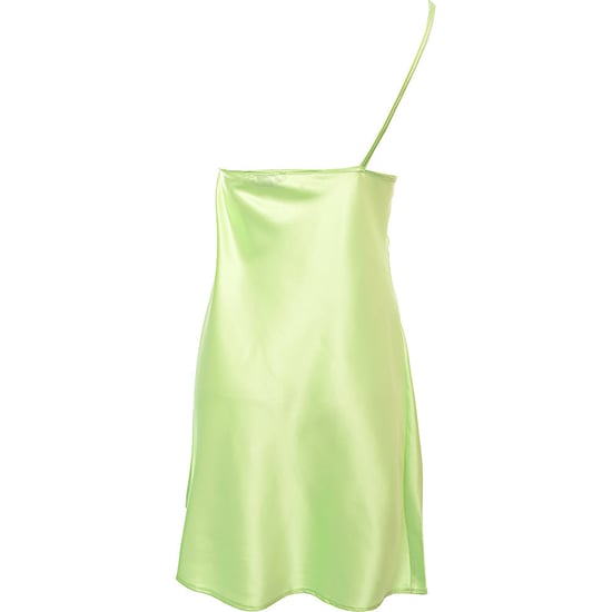Flounce London Womens Lime Green Satin One-Shoulder Mini Dress - Image 2