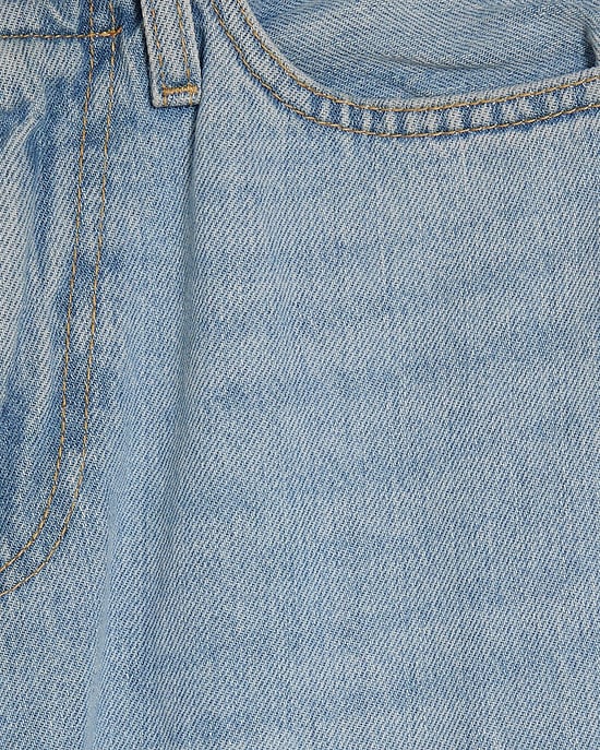 River Island Womens Wide Leg Jeans Blue Clean Waist Turn Down Hem - Image 4