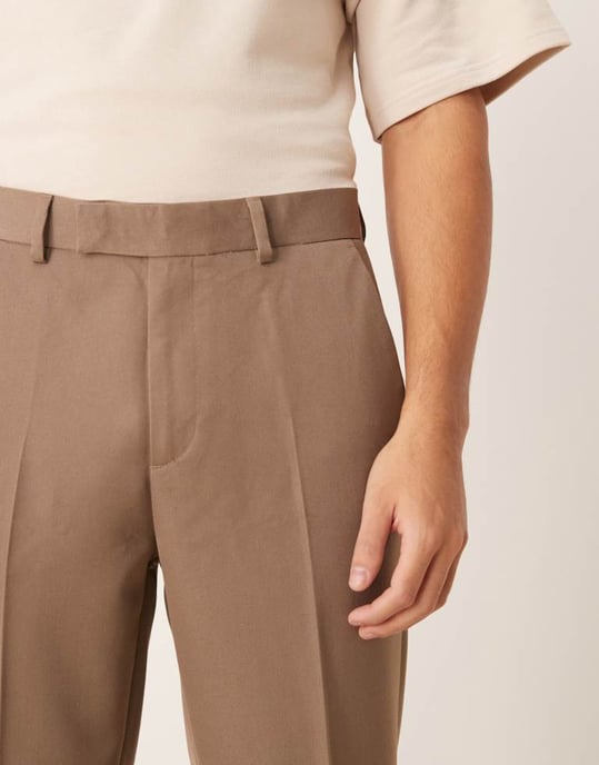 ASOS DESIGN smart tapered fit trousers in brown - Image 4