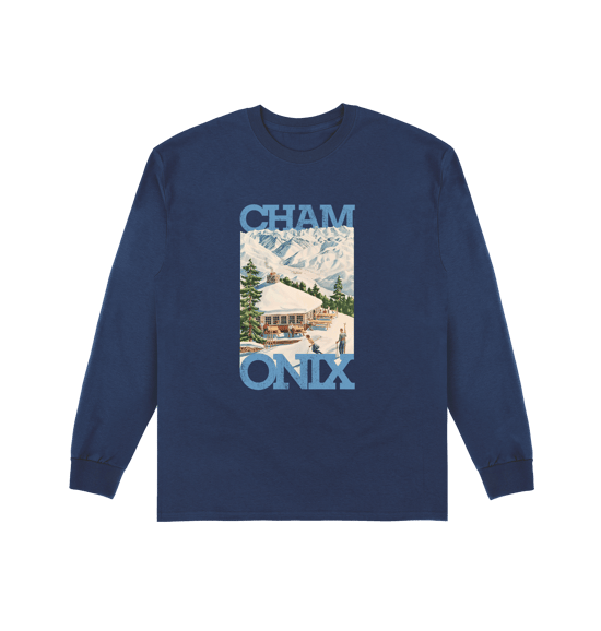 Pierce Archive Chamonix-Mont-Blanc Graphic Sweatshirt Navy Blue - Image 1