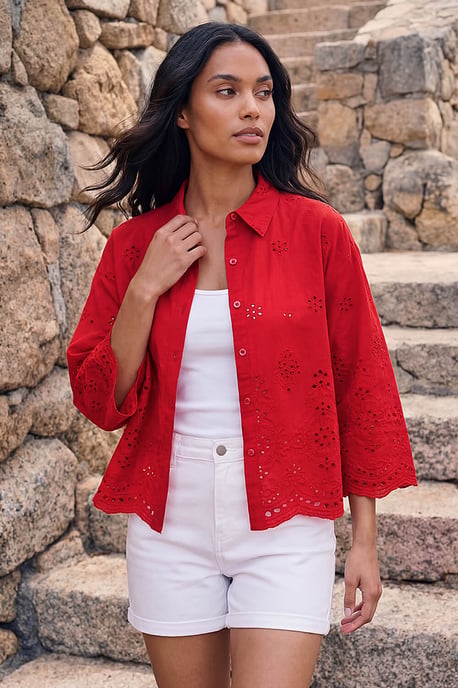 Broderie Hem Buttoned Shirt - Image 2