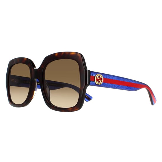 Gucci zonnebril GG0036SN 004 Havana Glitter Blue en Red Brown Gradiënt - Image 2
