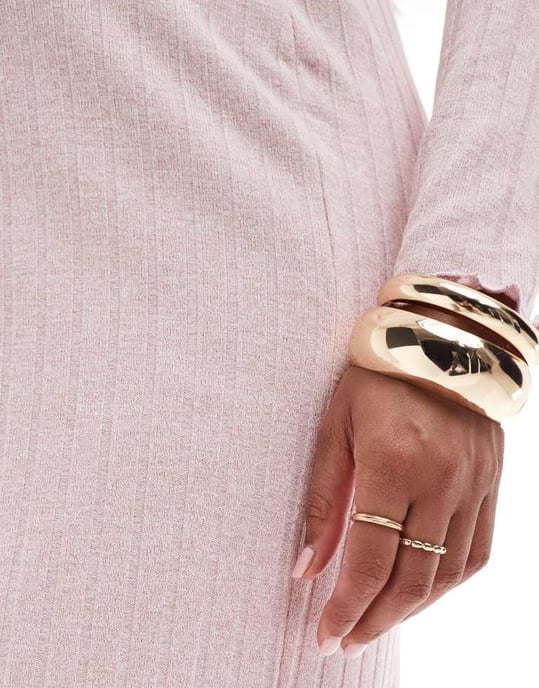 Mamalicious ribbad midi kjol i mjuk rosa - Image 4