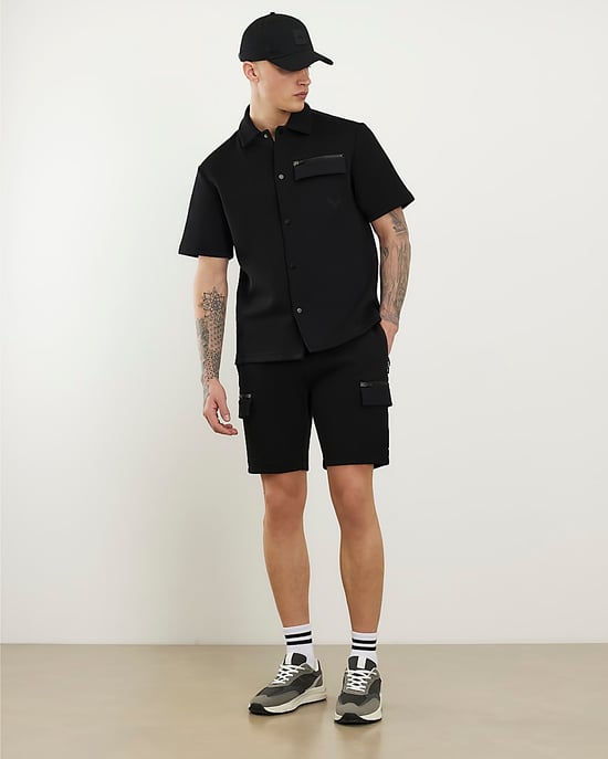 River Island Mens Shorts Black Premium Regular Fit Nylon Pocket Zip - Image 2