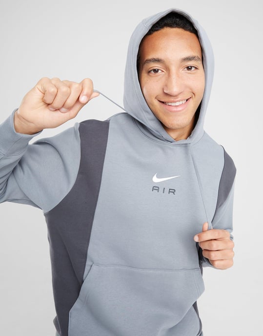 Nike Air Grey Neon Fleece Hooded Tracksuit - Image 4