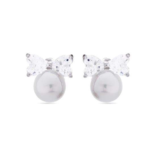 Luxenter Theria 925 Sterling Silver och Vit Rhodiumpläterad Pärla Örhängen - Image 1