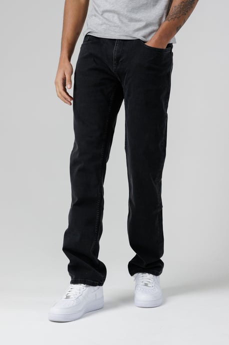 Black Organic Cotton Blend Slim Fit Straight Leg Mid-Rise Denim Jeans - Image 4