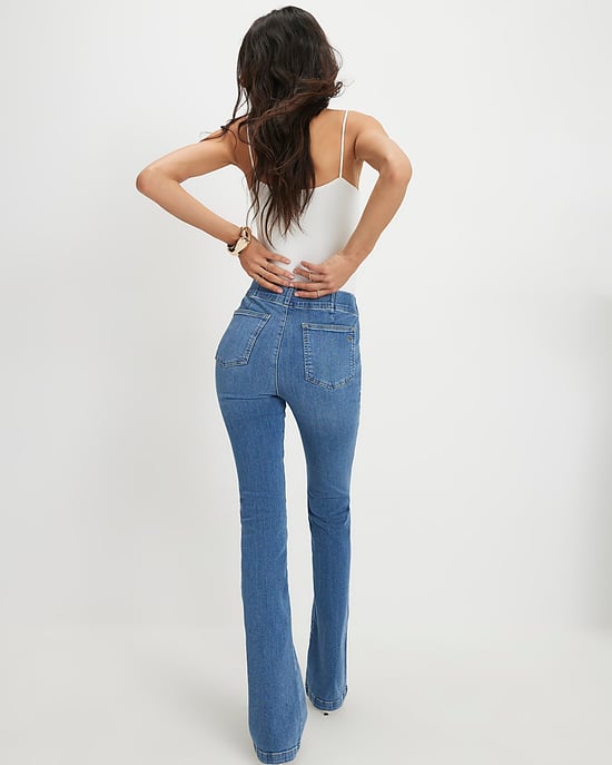 River Island Womens Flared Jeans Blue High Rise Pull On - Image 3