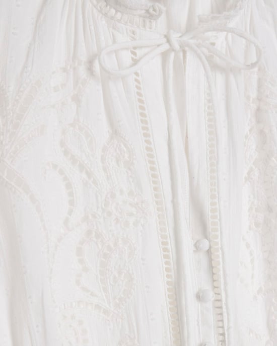 River Island Womens Playsuit White Cotton Broderie Cutwork Elasticated - Image 5
