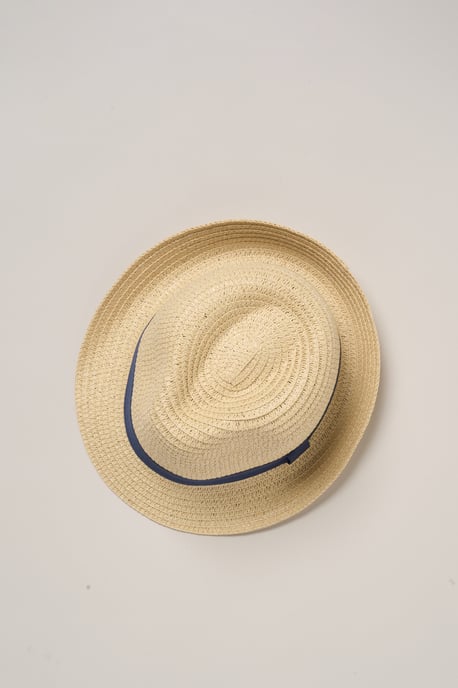 Woven Shirt, Stripe Shorts and Fedora Hat - Image 6