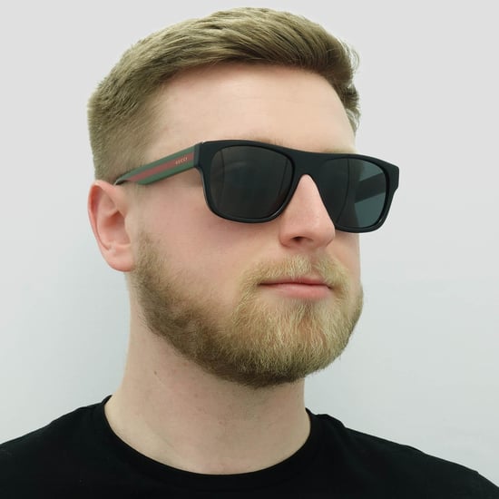 Gucci Rectangle Mens Black Green Red Grey Sunglasses - Image 5